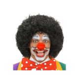 Siyah Renk Kıvırcık Afro Bonus Peruk Saç ve Kırmızı Sünger Burun Seti (5440)