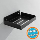 Siyah Renk Metal Katı Sabunluk Kalıp Sabun Koyma Aparatı Vidalı El Sabunluğu Duvara Monteli