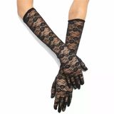Siyah Renk Orta Boy Dantelli Eldiven Uzun Model P226011s580