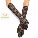 Siyah Renk Orta Boy Dantelli Eldiven Uzun Model P226337s8177