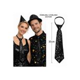 Siyah Renk Pul Payetli Işıltılı Parti Kravatı 33 cm 1766574360708