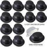 Siyah Renk Simli Melon Yuvarlak Parti Şapkası 12 Adet Mirsm0010k-Smr-D239-12