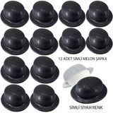 Siyah Renk Simli Melon Yuvarlak Parti Şapkası 12 Adet MKTB-SMR-D239-12