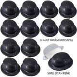 Siyah Renk Simli Melon Yuvarlak Parti Şapkası 12 Adet P147527s3438