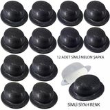 Siyah Renk Simli Melon Yuvarlak Parti Şapkası 12 Adet P79656s4399