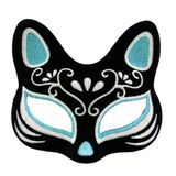 Siyah Renk Süet Kaplama Üzeri Gümüş Mavi Simli Kedi Maskesi 17X14 Cm (5643)