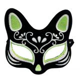Siyah Renk Süet Kaplama Üzeri Gümüş Yeşil Simli Kedi Maskesi 17X14 Cm (5517)