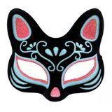 Siyah Renk Süet Kaplama Üzeri Mavi Kırmızı Simli Kedi Maskesi 17X14 Cm Go53/04312