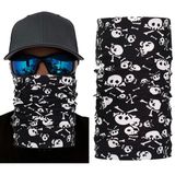 Siyah Renk Üzeri Beyaz Kemik Kafatası İskelet Baskılı Baf Buff Bandana 30X48 Cm