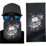 Siyah Renk Üzeri Likralı Beyaz Kafatası Kuru Kafa Baskılı Baf Buff Bandana 25X48 Cm
