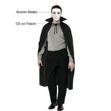 Siyah Renk Yakalı 120 Cm Pelerin Beyaz Anonim Maske (5047)