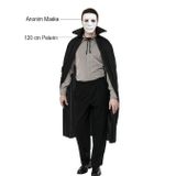 Siyah Renk Yakalı 120 cm Pelerin ve Beyaz Anonim Maske (5264)