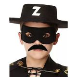 Siyah Renk Zorro Şapkası Zorro Maskesi ve Zorro Bıyık Çuk Boy