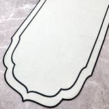 Siyah Renkli Çift Sargı Nakışlı 40 x 140 cm Keten Efektli Runner - 40 x 140 cm