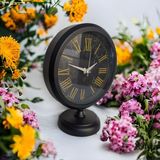 Siyah Renkli Metal Ofis Salon Otel Masa Saati 25*20 cm G8