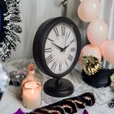 Siyah Renkli Metal Ofis Salon Otel Masa Saati 25*20 cm R9