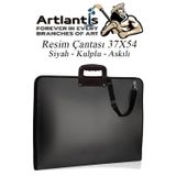 Siyah Resim Çantası Fermuarlı Kulplu 37X54 Cm 1 Adet Teknik Resim Dosya Çantası 35X50 Cm Askılı Proje Çantası Okul Sınıf