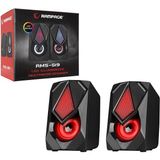 Siyah - Rgb Işıklı 1+1 Hoparlör Speakaer Set USB Kablo 2.0 Multimedya - 5W (4887) - Ahşap
