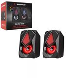 Siyah - Rgb Işıklı 1+1 Hoparlör Speakaer Set Usb Kablo 2.0 Multimedya - 5W (5433)