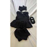 Siyah Ribana Bebek-Çocuk Şort Bluz Bandana Babet Çorap - 18 - 24 Ay