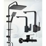 Siyah Robot Duş Seti , Lux Kare Eviye , Lavabo , Banyo Bataryası 4’lü Set