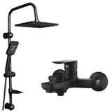 Siyah Robot Yağmurlama Duş Seti, Fleko Banyo Bataryası 2Li Modern Set (Siyah nero 2 li set)
