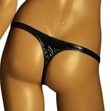 Siyah Rugan Deri G-String Tanga Külot, Parlak, Fantazi İç Çamaşırı (Siyah, M)