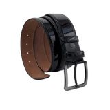 Siyah Rugan Suni Deri Dikişli 4 cm.lik Klasik Kemer - 7400-90-22Y