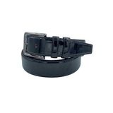 Siyah Rugan Suni Deri Düz Model Dikişli 3.5 cm.lik Klasik Kemer - 8001-Düz-22K-E