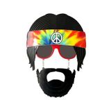 Siyah Saçlı Bandana Tasarımlı Hippi Parti Gözlüğü 26x18 cm