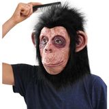 Siyah Saçlı Kafaya Tam Geçmeli Lateşempanze Maskesi - Latemaymun Orangutan Goril Maske Et Maske