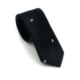 Siyah Şal Desenli Dokuma Kumaş Mendilli Slim Fit Kravat // SDK-2604-1 GF2602-SDK2604-1