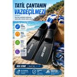 Siyah Sea Star Deniz Paleti 44-46 Tam Ayak Siyah Yüzme Şnorkel Dalış Paleti Yetişkin Unisex