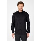 Siyah Sert Yaka Düz Classic %100 Pamuk Slim Fit Gömlek 1004250324