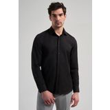 Siyah Sert Yaka Düz Classic Pamuklu Slim Fit Gömlek 1004250214