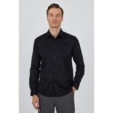 Siyah Sert Yaka Düz Classic Pamuklu Slim Fit Gömlek 1004250900 - XL
