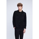 Siyah Shacket Comfort Fit Uzun Kol Fitilli Kadife Gömlek - 2XL