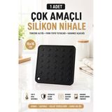 Siyah Silikon Nihale 16X16cm Çok Amaçlı Tencere Tava Altlığı Fırın Tepsi Tutacağı Kavanoz Açacağı Ev