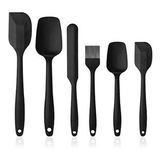 Siyah Silikon Spatula kaşık Seti 6 Parça. Siyah tek parçalı