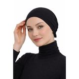 Siyah Silikonlu Dikişsiz Kaymaz Bone, Şal Bonesi, Kaymaz Eşarp Bonesi, Tesettür Bone