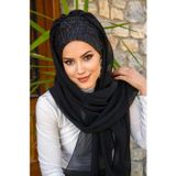Siyah Simli Hazır Abiye Şal