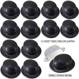 Siyah Simli Melon Yuvarlak Parti Şapkası 12 Adet