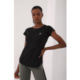 Siyah Sırt Pencereli Kısa Kol Standart Kalıp O Yaka Kadın T-Shirt - 97101