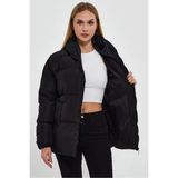 Siyah Şişme Kadın Mont - XL