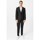 Siyah Slim Fit Desenli Sivri Yaka 6 Drop Spor Takım Elbise