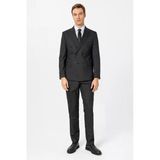 Siyah Slim Fit Düz Kruvaze Yaka 6 Drop Klasik Takım Elbise