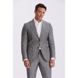 Siyah Slim Fit Kırlangıç Yaka Çift Yırtmaçlı %100 Keten Spor Takım Elbise - 48