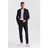 Siyah Slim Fit Mono Yaka Tek Düğme Spor Takım Elbise