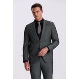 Siyah Slim Fit Mono Yaka Yelekli Çift Yırtmaçlı Takım Elbise