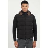 Siyah Slim Fit Şişme Kapüşonlu Erkek Yelek Mont